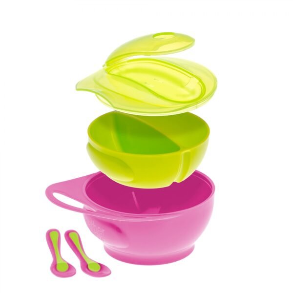 BROTHER MAX – EASY HOLD WEANING BOWL STE – PINK/GREEN