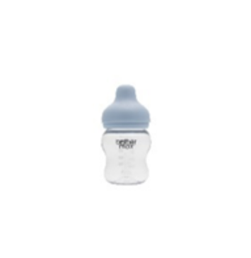 Extra wide neck glass feeding bottle 160ml – Blue