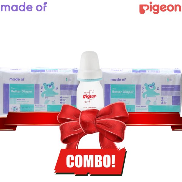 MADE OF – THE BETTER DIAPER – SIZE 1 COMBO (2 Diapers and a Juice Feeder bottle)