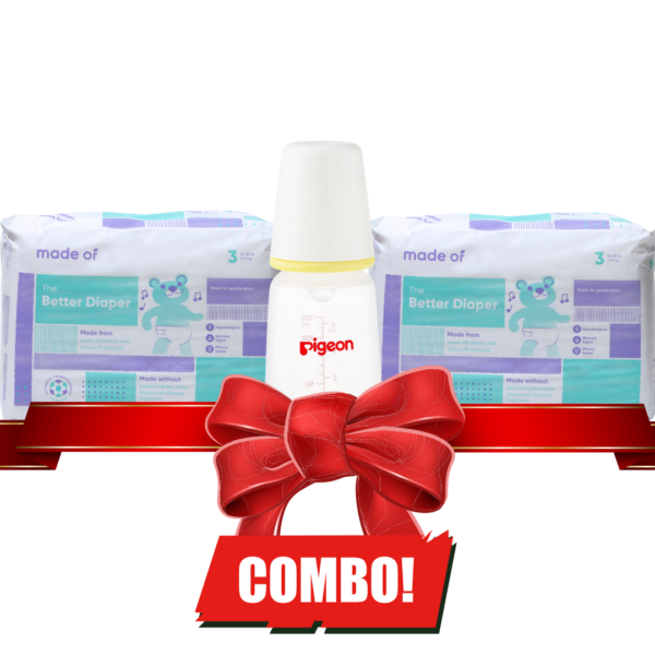 MADE OF – THE BETTER DIAPER – SIZE 3 COMBO (2 Diapers and a Feeding bottle)