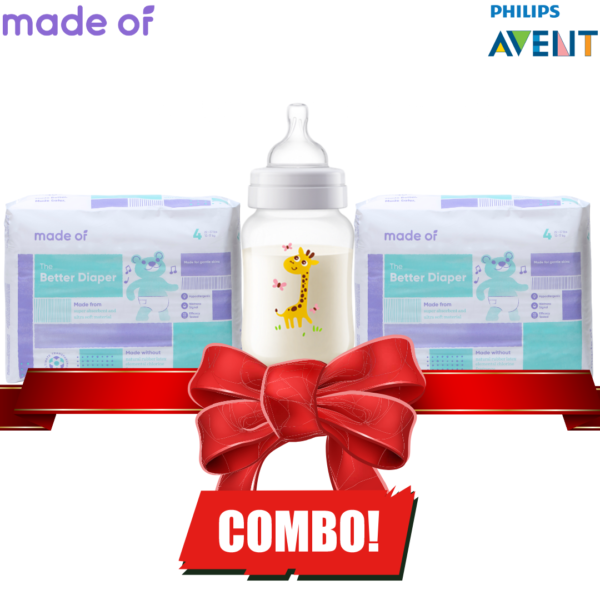 MADE OF – THE BETTER DIAPER – SIZE 4 COMBO (2 Diapers and a 260ml Feeding bottle)