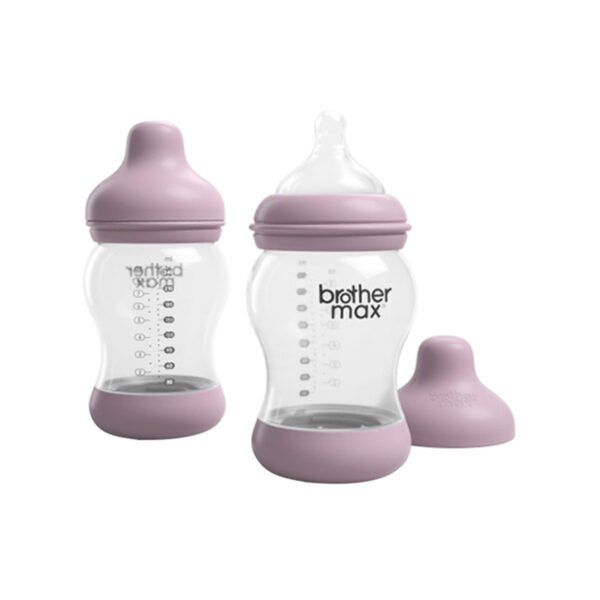 BROTHER MAX – ANTI-COLIC FEEDING BOTTLE 160ml/5oz – PACK OF 2 (0-3 M)- PINK